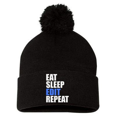 Eat Sleep Edit Repeat Editor Writer Journalist Reporter Pom Pom 12in Knit Beanie