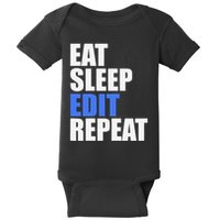Eat Sleep Edit Repeat Editor Writer Journalist Reporter Baby Bodysuit
