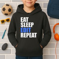 Eat Sleep Edit Repeat Editor Writer Journalist Reporter Kids Hoodie
