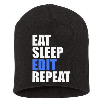 Eat Sleep Edit Repeat Editor Writer Journalist Reporter Short Acrylic Beanie
