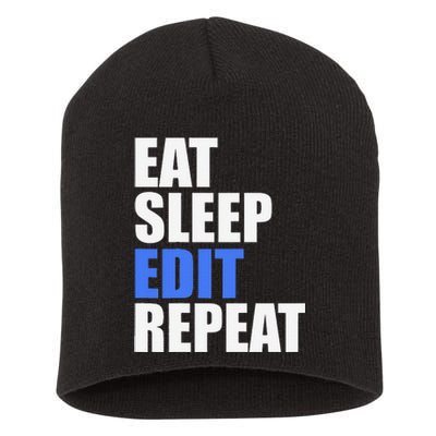 Eat Sleep Edit Repeat Editor Writer Journalist Reporter Short Acrylic Beanie