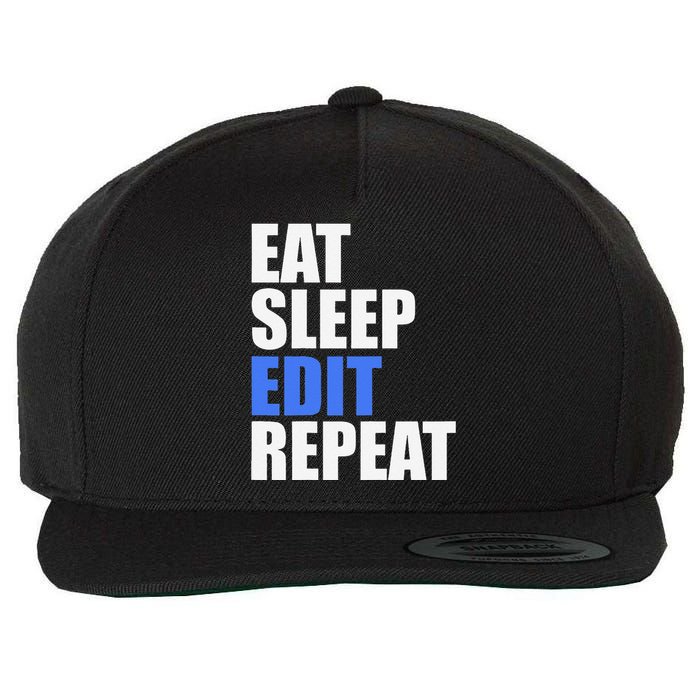 Eat Sleep Edit Repeat Editor Writer Journalist Reporter Wool Snapback Cap