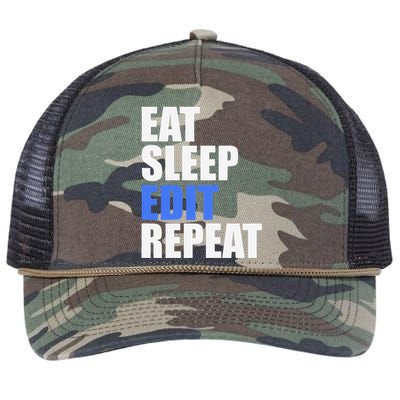 Eat Sleep Edit Repeat Editor Writer Journalist Reporter Retro Rope Trucker Hat Cap