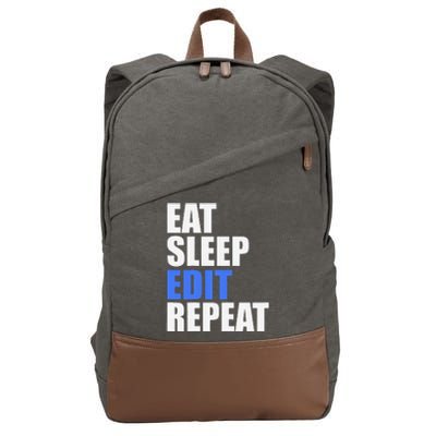 Eat Sleep Edit Repeat Editor Writer Journalist Reporter Cotton Canvas Backpack