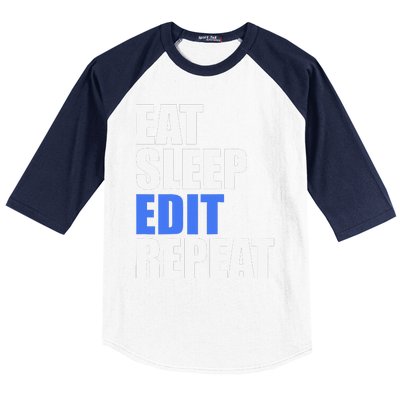 Eat Sleep Edit Repeat Editor Writer Journalist Reporter Baseball Sleeve Shirt