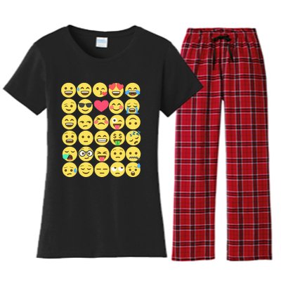 Emoticon Set Women's Flannel Pajama Set