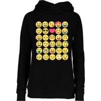 Emoticon Set Womens Funnel Neck Pullover Hood