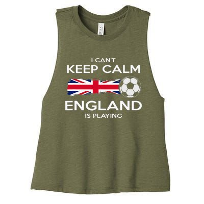 England Soccer English Player Flag Ball Women's Racerback Cropped Tank