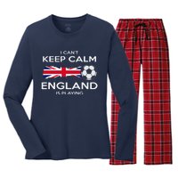 England Soccer English Player Flag Ball Women's Long Sleeve Flannel Pajama Set 