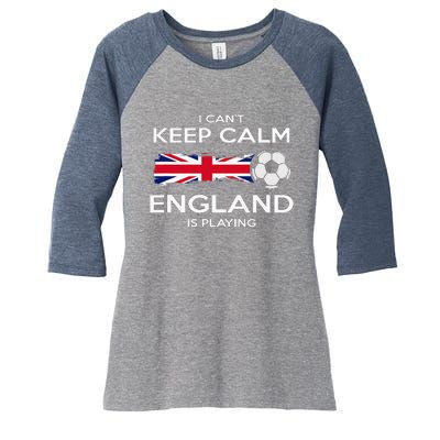 England Soccer English Player Flag Ball Women's Tri-Blend 3/4-Sleeve Raglan Shirt