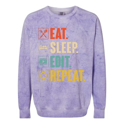 Eat Sleep Edit Repeat Vintage Editing Editor Colorblast Crewneck Sweatshirt