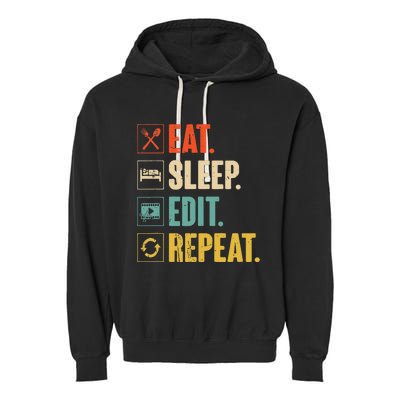 Eat Sleep Edit Repeat Vintage Editing Editor Garment-Dyed Fleece Hoodie