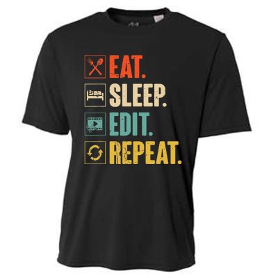 Eat Sleep Edit Repeat Vintage Editing Editor Cooling Performance Crew T-Shirt