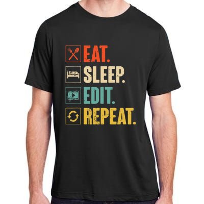 Eat Sleep Edit Repeat Vintage Editing Editor Adult ChromaSoft Performance T-Shirt