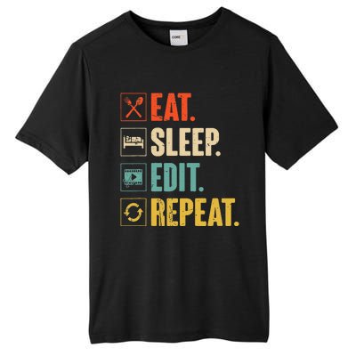 Eat Sleep Edit Repeat Vintage Editing Editor Tall Fusion ChromaSoft Performance T-Shirt