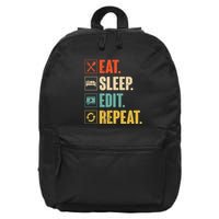 Eat Sleep Edit Repeat Vintage Editing Editor 16 in Basic Backpack
