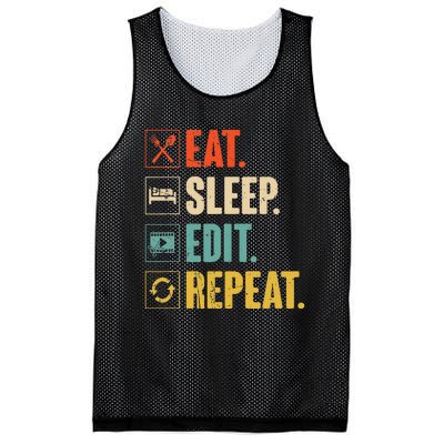 Eat Sleep Edit Repeat Vintage Editing Editor Mesh Reversible Basketball Jersey Tank