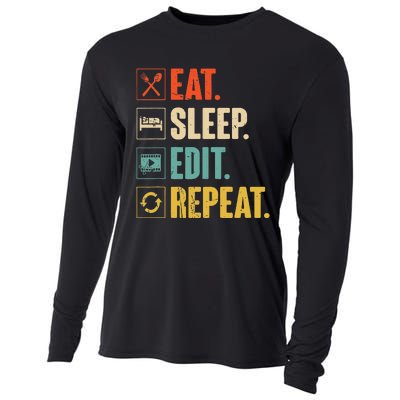 Eat Sleep Edit Repeat Vintage Editing Editor Cooling Performance Long Sleeve Crew