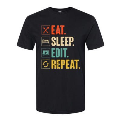 Eat Sleep Edit Repeat Vintage Editing Editor Softstyle CVC T-Shirt