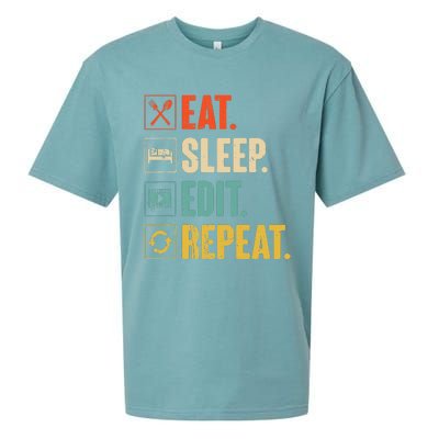 Eat Sleep Edit Repeat Vintage Editing Editor Sueded Cloud Jersey T-Shirt