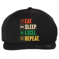 Eat Sleep Excel Repeat Funny Vintage Retro Excel Wool Snapback Cap