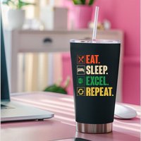 Eat Sleep Excel Repeat Funny Vintage Retro Excel Permanent Decal Sticker