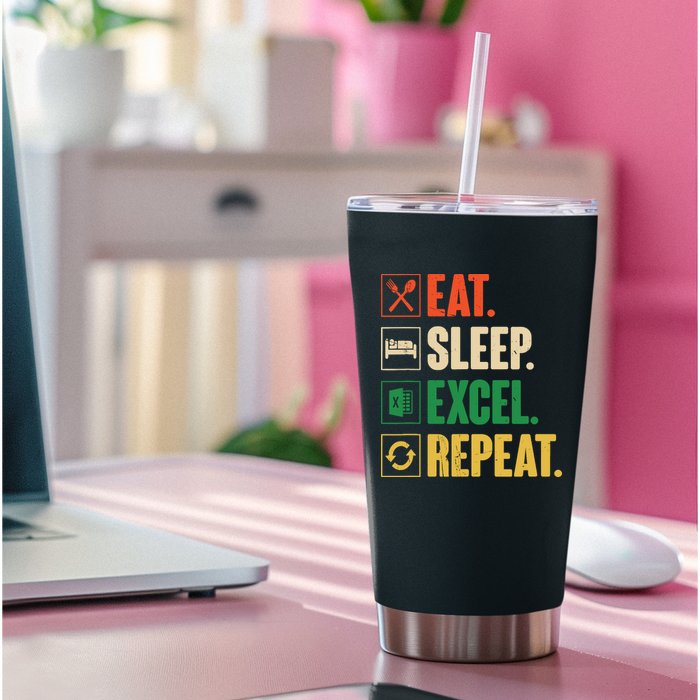 Eat Sleep Excel Repeat Funny Vintage Retro Excel Permanent Decal Sticker