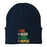 Eat Sleep Excel Repeat Funny Vintage Retro Excel Knit Cap Winter Beanie