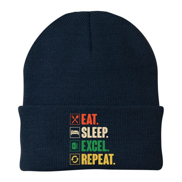 Eat Sleep Excel Repeat Funny Vintage Retro Excel Knit Cap Winter Beanie