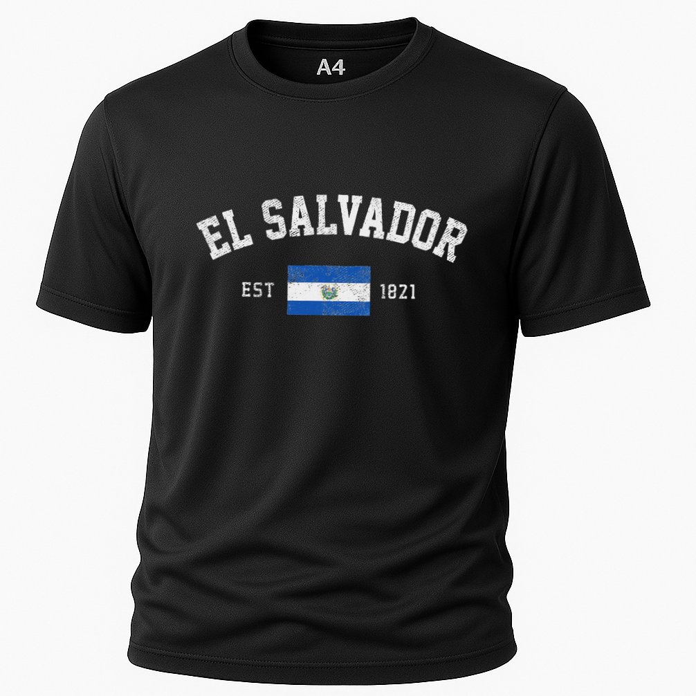 El Salvador Est. 1821 Salvadoran Flag Independence Day Cooling Performance Crew T-Shirt