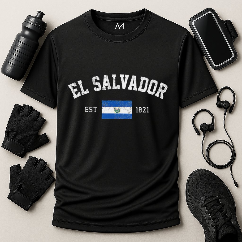 El Salvador Est. 1821 Salvadoran Flag Independence Day Cooling Performance Crew T-Shirt