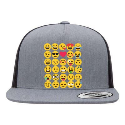 Emoticon Set Flat Bill Trucker Hat