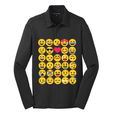 Emoticon Set Silk Touch Performance Long Sleeve Polo