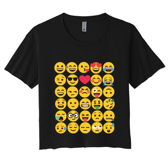 Emoticon Set Women's Crop Top Tee