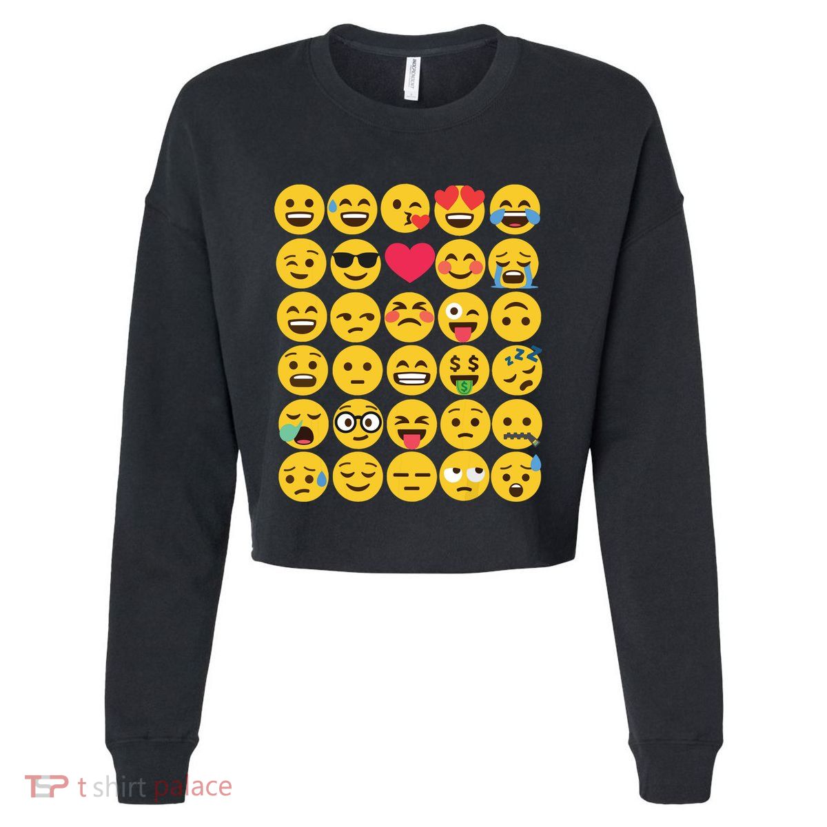 Emoticon Set Cropped Pullover Crew