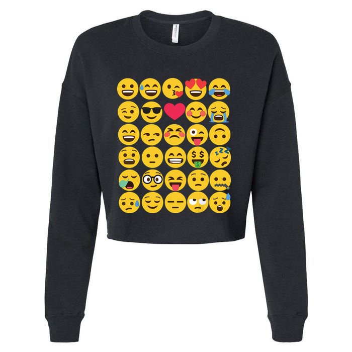 Emoticon Set Cropped Pullover Crew