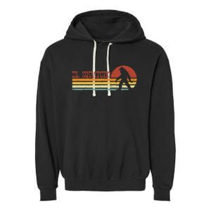 El Squatcho Funny Retro Stripes Bigfoot Cinco De Mayo Garment-Dyed Fleece Hoodie