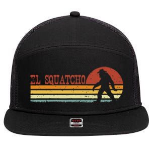 El Squatcho Funny Retro Stripes Bigfoot Cinco De Mayo 7 Panel Mesh Trucker Snapback Hat