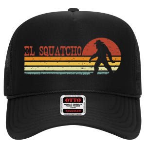 El Squatcho Funny Retro Stripes Bigfoot Cinco De Mayo High Crown Mesh Back Trucker Hat