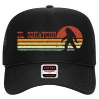 El Squatcho Funny Retro Stripes Bigfoot Cinco De Mayo High Crown Mesh Back Trucker Hat