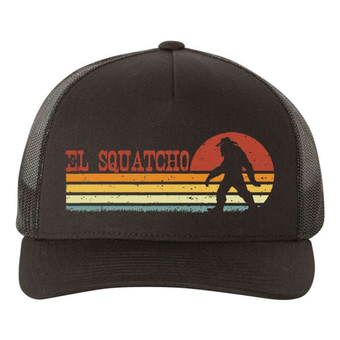 El Squatcho Funny Retro Stripes Bigfoot Cinco De Mayo Yupoong Adult 5-Panel Trucker Hat