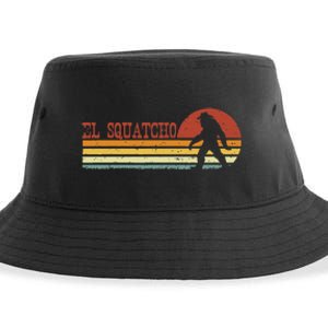 El Squatcho Funny Retro Stripes Bigfoot Cinco De Mayo Sustainable Bucket Hat