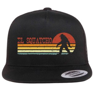 El Squatcho Funny Retro Stripes Bigfoot Cinco De Mayo Flat Bill Trucker Hat