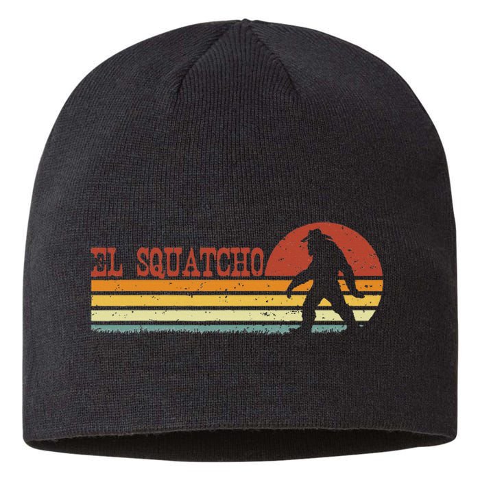 El Squatcho Funny Retro Stripes Bigfoot Cinco De Mayo Sustainable Beanie