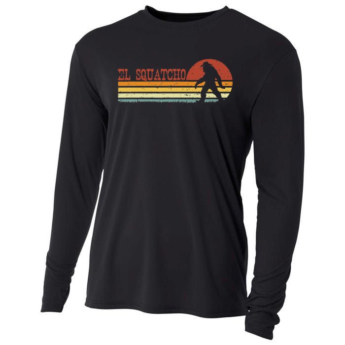 El Squatcho Funny Retro Stripes Bigfoot Cinco De Mayo Cooling Performance Long Sleeve Crew