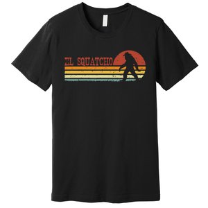 El Squatcho Funny Retro Stripes Bigfoot Cinco De Mayo Premium T-Shirt