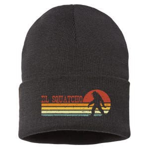 El Squatcho Funny Retro Stripes Bigfoot Cinco De Mayo Sustainable Knit Beanie