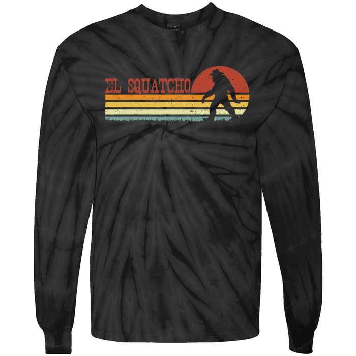 El Squatcho Funny Retro Stripes Bigfoot Cinco De Mayo Tie-Dye Long Sleeve Shirt