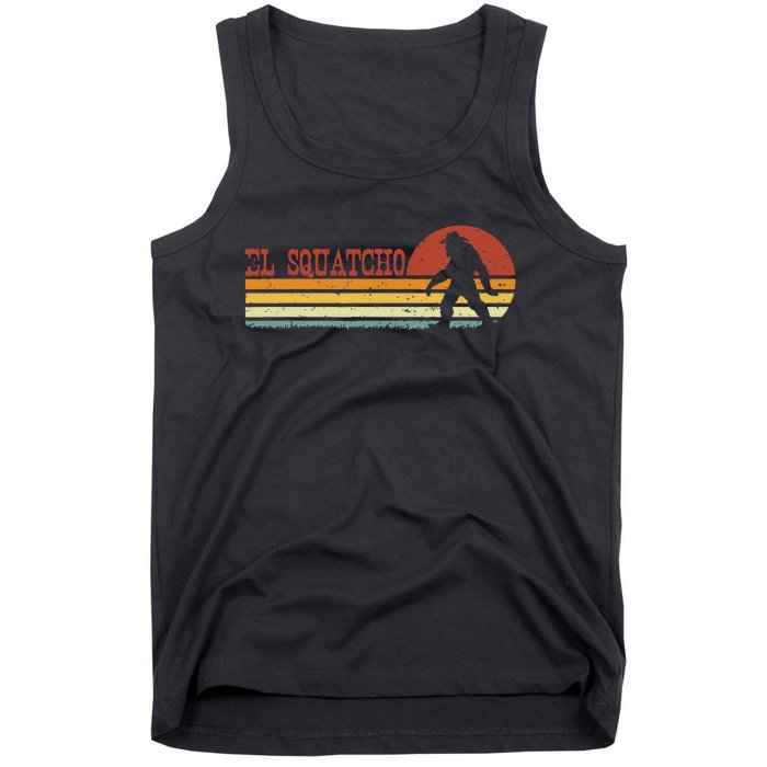 El Squatcho Funny Retro Stripes Bigfoot Cinco De Mayo Tank Top