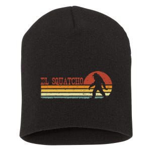 El Squatcho Funny Retro Stripes Bigfoot Cinco De Mayo Short Acrylic Beanie